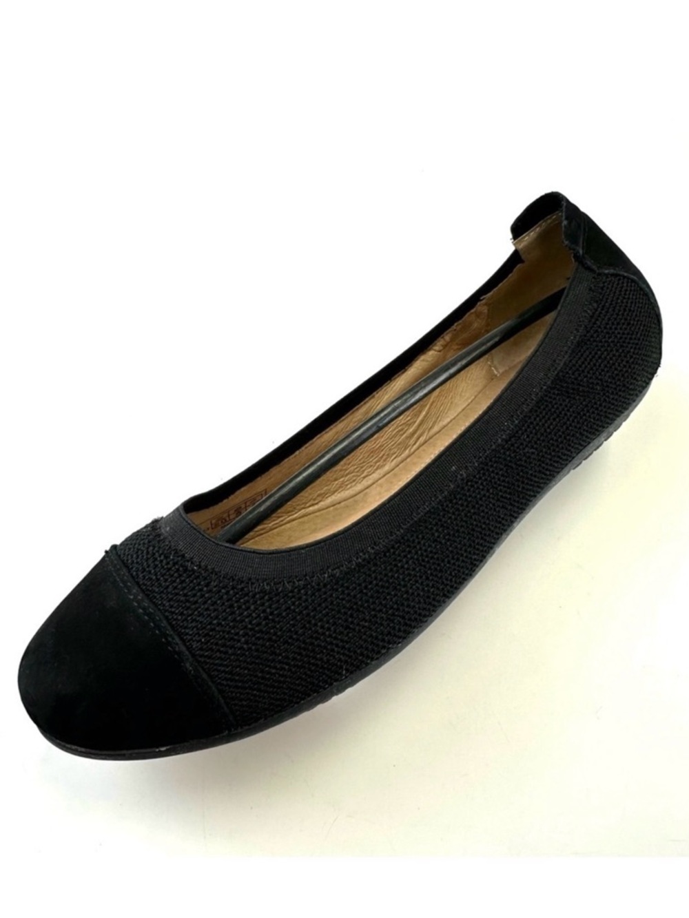 Josef Seibel black ballet flat Womens Size 40 knit toe cap leather insole